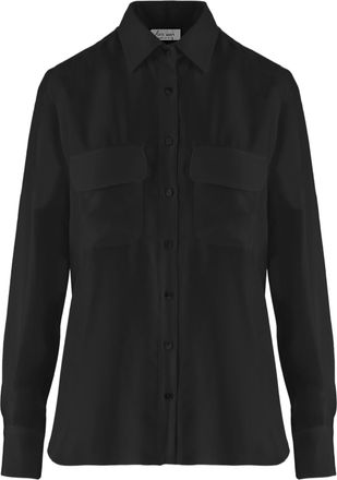 Her Shirt Black Classic Collar Silk Shirt