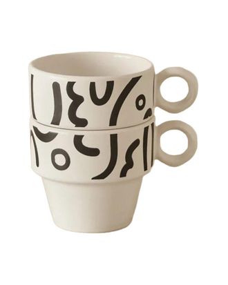 Bella Maison Set Of 2 Abstract Ceramic Espresso Cups