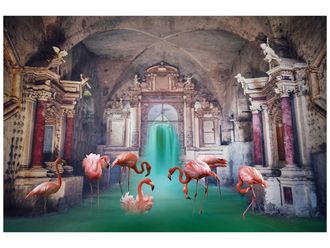 Schubiger M&ouml;bel Digitaldruck auf Glas Badende Flamingos