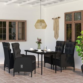 vidaXL Juego De Comedor De Jard&iacute;n 5 Piezas Con Cojines Negro Vidaxl