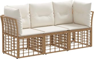 vidaXL Conjunto De Sof&aacute;s De Exterior Natural Poli&eacute;ster Vidaxl