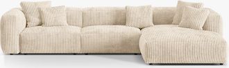MICADONI Modulares 4-Sitzer Design Ecksofa Martina - Cordbezug Light Beige