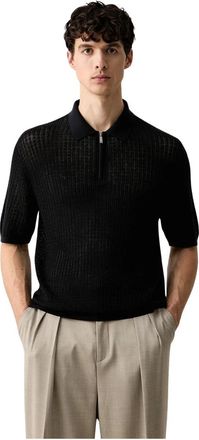Emporio Armani Tops, Heren, Zwart, 2Xl, Wol, Polo Kraag Trui