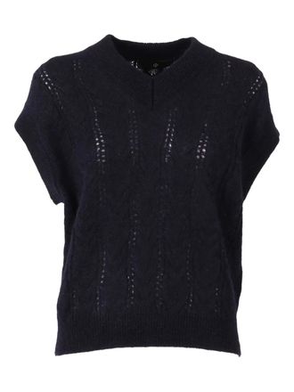 FILIPPO DE LAURENTIIS V-neck vest - women - Mohair/Alpaca Wool/Polyamide - S - Blue