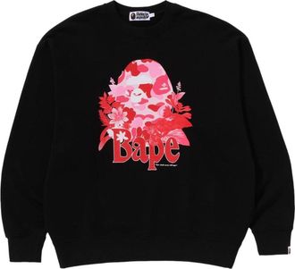 A Bathing Ape Floral Ape Head Crewneck Black 1K30-113-310-BLACK