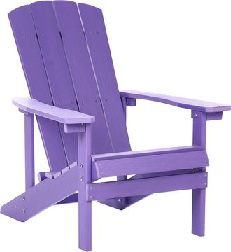 Beliani Silla De Jard&iacute;n De Madera Pl&aacute;stica Tumbona De Exterior P&uacute;rpura Adirondack