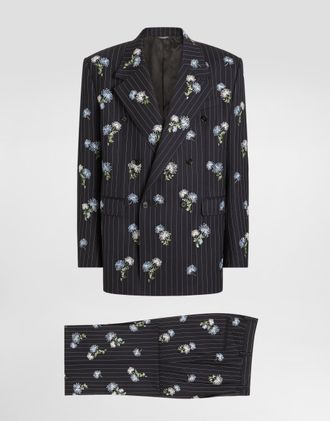 Dolce & Gabbana Double-breasted Palermo Wool Suit With Embroidery - Man Suits And Blazers Multi-colored 48