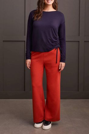 Tribal French Terry Top With Side Ruching In Night Sky