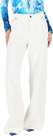 Roberto Cavalli Denim Wijde Pijp Broek - Dames - Loose Fit Jeans - Wit - M - Denim - Jeans