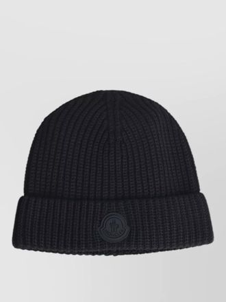 Moncler cotton beanie ribbed texture folded cuff