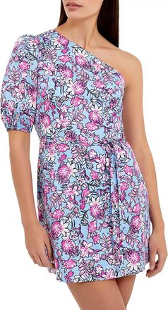 French Connection Fotini One Shoulder Mini Dress In Placid Blue