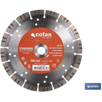 cofan Cofan - Disco Diamante Cantero Standard H-12mm, 230mm, Discode Diamante Especial Cantero Standar Ventilado Con Pastilla De 12mm De Altura