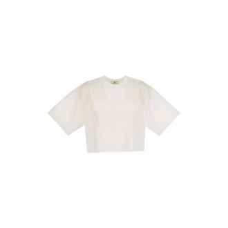 Elisabetta Franchi T-Shirts, female, White, Size: XS Short-Sleeved Jersey T-Shirt