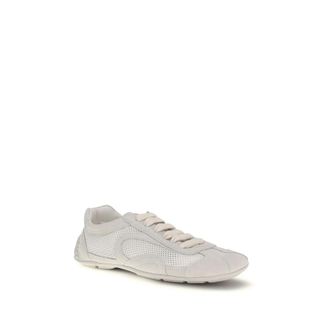 Prada Womens White Fabric Low Top Sneakers