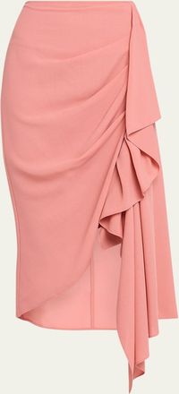 Michael Kors Draped Fluid Wool Midi Pencil Skirt