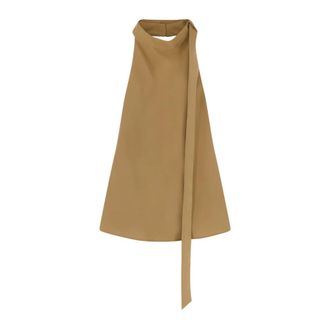 Alysi Sleeveless Tops, female, Brown, Size: M Crew Neck Sleeveless Top
