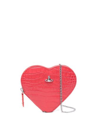Vivienne Westwood Coral Croc-Effect Heart Crossbody Bag