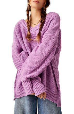 Free People Alli V-Neck Sweater in Iris Orchid at Nordstrom, Size X-Small
