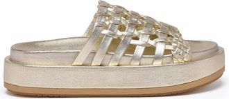 Paloma Barcel&oacute; Ciabatta Wedge Slider - Dames - Sandalen - Beige - 38 EU - Leer - Schoenen