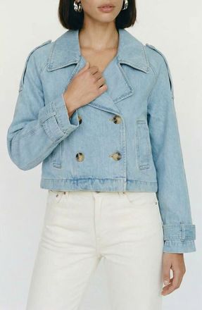 Vero Moda Vmlelou Short Trench Coat in Light Blue Denim at Nordstrom, Size X-Large