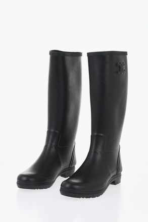 Celine Stivali Wellingtone in Gomma con Monogram in Rilievo Celine