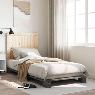vidaXL Bed Frame without Mattress Grey 90x200 cm Solid Wood Pine Vidaxl