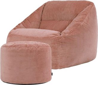 Icon Brand Puf sill&oacute;n con reposapi&eacute;s redondo de pana rosa