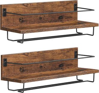 OEM Juego De 2 Botelleros De Pared, Soportes Colgantes Para Botellas Y Copas, Para Sala De Estar, Comedor Y Cocina, Color Marr&oacute;n R&uacute;stico Y Negro