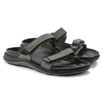Birkenstock Womens Birkenstock Sahara Sandals Futura Khaki Birko-Flor Slide HTAT351