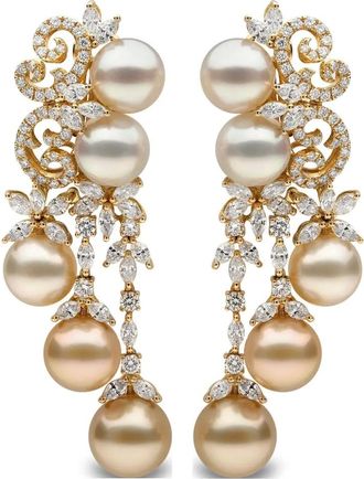Yoko London Orecchini in oro 18 carati con perle Ombr&eacute; dei Mari del Sud e diamanti
