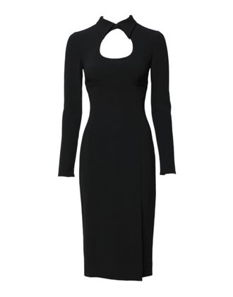 Dolce & Gabbana Black Long Sleeves Bodycon Sheath Midi Womens Dress
