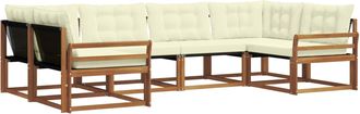 vidaXL Conjunto De Sof&aacute;s De Exterior 6 Uds. Natural Y Crema Vidaxl