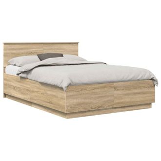 vidaXL Estructura De Cama Con Cabecera Roble Sonoma 140 X 200 Cm Vidaxl