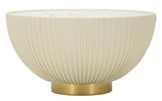 Mauro Ferretti Mesa de centro en ecopiel color crema y tapa de m&aacute;rmol &oslash; 71x38 cm