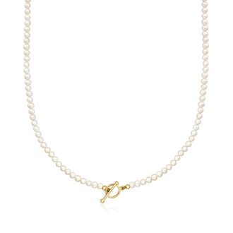 Ross-Simons 3.5-4mm Cultured Pearl Charm-Compatible Toggle Necklace in 18kt Gold Over Sterling