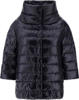 Herno Zwarte Nylon Aminta Cape - Dames - Winterjassen - Zwart - XL - Nylon - Jassen