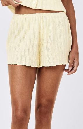 Papinelle Sleepwear Imogen Cotton Pointelle Pajama Shorts in Buttercup at Nordstrom, Size Medium