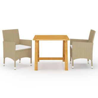 vidaXL Juego De Comedor De Jard&iacute;n De 3 Piezas Beige Vidaxl