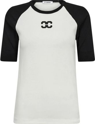 Co'Couture Tops, Dames, Beige, L, Grannycc Block Tee Top Offwhite