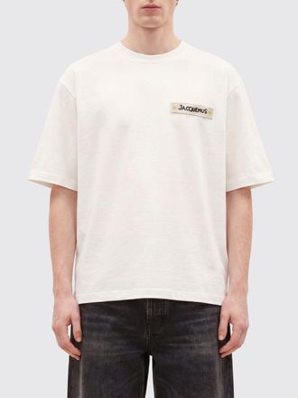 Jacquemus Cotton Crewneck T-Shirt with Applied Logo and Dropped Shoulders