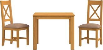 vidaXL Conjunto De Comedor 3 Uds. Gris Madera De Roble S&oacute;lido Vidaxl