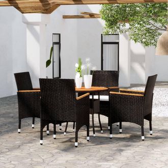 vidaXL Juego De Comedor Para Jard&iacute;n 5 Piezas Rat&aacute;n Sint&eacute;tico Negro Vidaxl