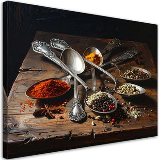 Feeby Impresi&oacute;n De Imagen, Especias En Cucharas De Plata, 120x80