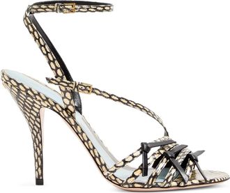 Valentino Garavani 100mm Nodine Elaphe strap-detailed sandals - women - Kid Leather/Calf Leather/Goat Skin - 39.5 - Black