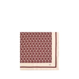 Valentino Garavani Womens Silk Scarf Geometric Pattern - Brown - One Size