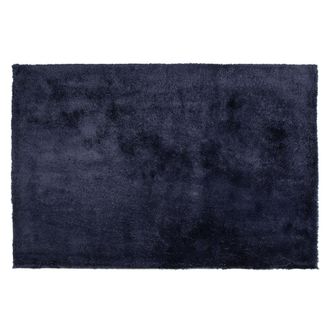 Beliani Beliani - Alfombra Azul Oscuro 140 X 200 Cm Poli&eacute;ster Hecho A Mano Pelo Largo Evren