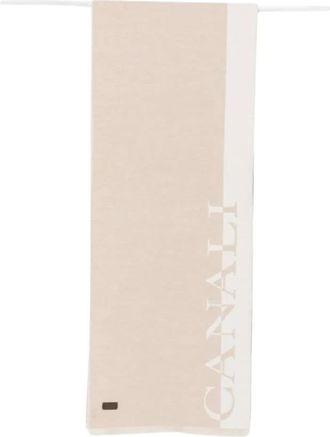 Canali Sciarpa in lana con logo - - Accessories - Uomo - Beige - ONE SIZE