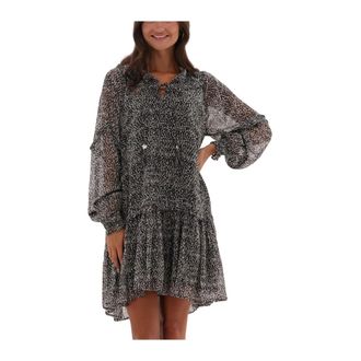 Moliin Tiana Zwarte Midi Jurk - Dames - Korte kleedjes - Veelkleurig - XS - Kleedjes
