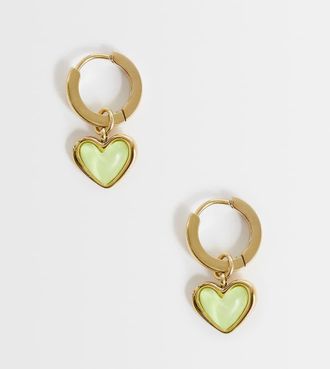 Abbott Lyon Orecchini a forma di cuore con quarzo verde placcati in oro 18 kt