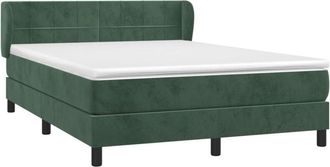 vidaXL Cama Box Spring Con Colch&oacute;n Terciopelo Verde Oscuro 140x200 Cm Vidaxl